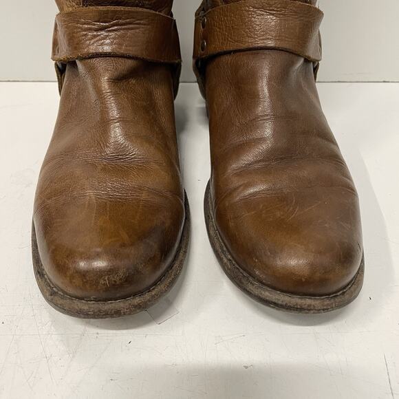 Frye Womens Phillip Riding Boots Size 7 Tall Cognac Soft Vintage Leather Harness - Picture 7 of 13